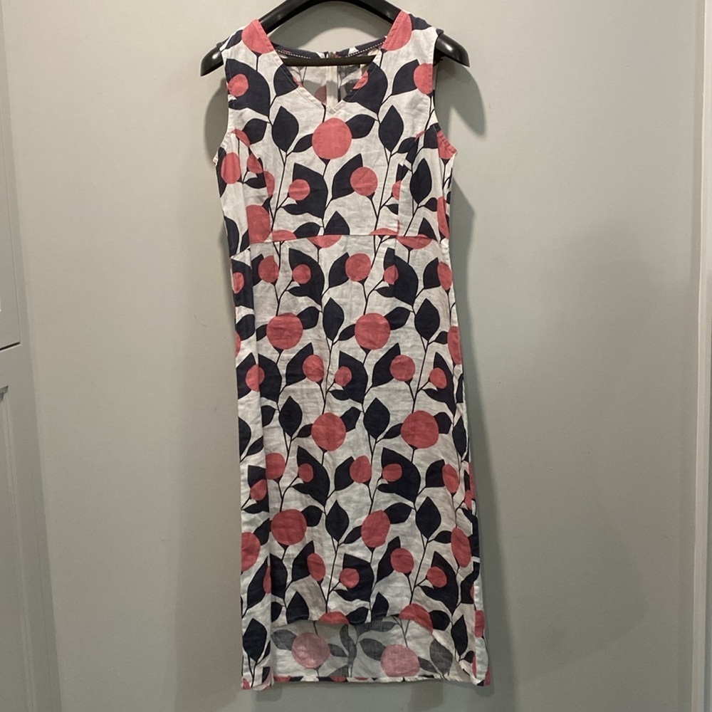 White Stuff Floral Linen Sleeveless Dress Pink and Blue Size 8 - Picture 2 of 12